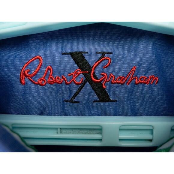 Robert Graham Shirt Mens XL Blue Tailored Fit Cotton Long Sleeve Designer City - Picture 5 of 12